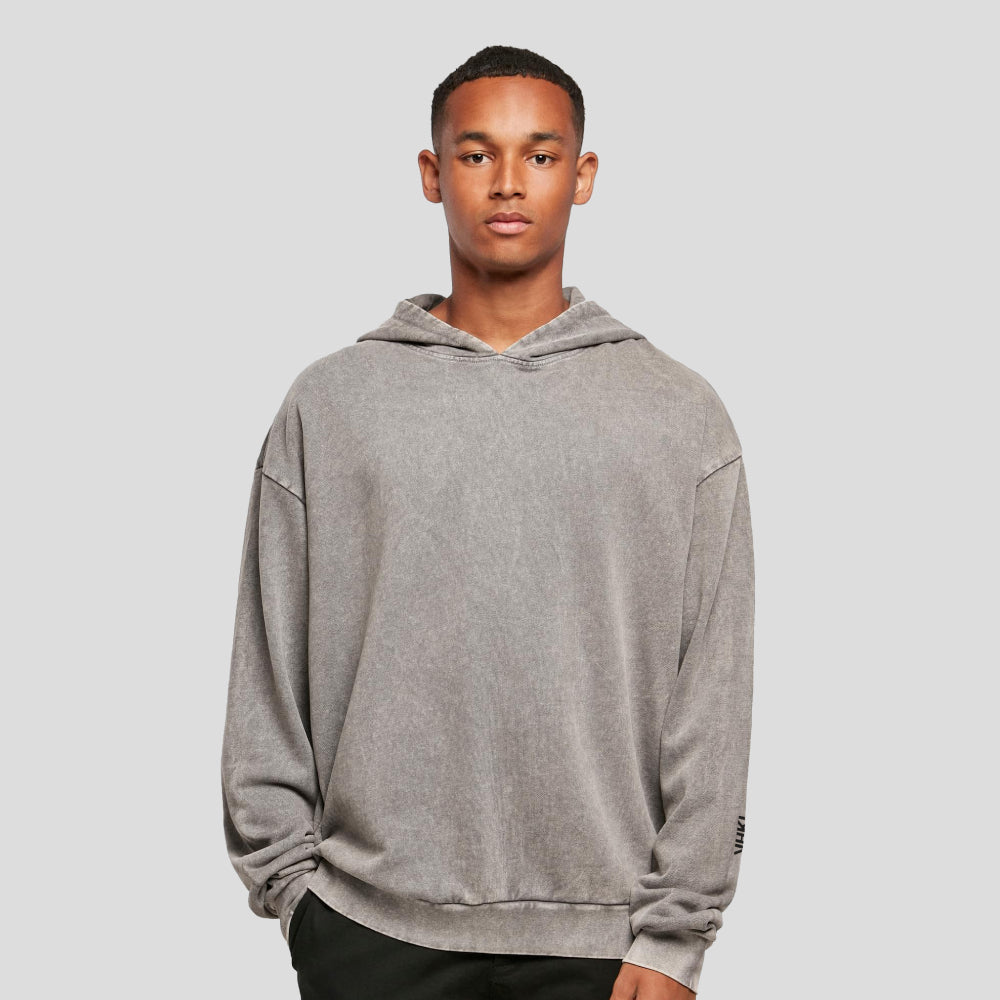 Acid Concrete Grey tuner hoodie model front take turns design VHKL