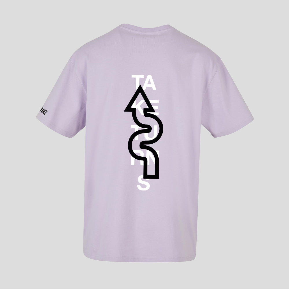 Lilac tuner oversized t-shirt back take turns design VHKL